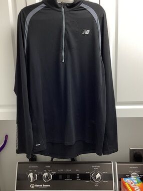 New Balance Black Long-Sleeve Half-Zip Pullover with Gray Accents